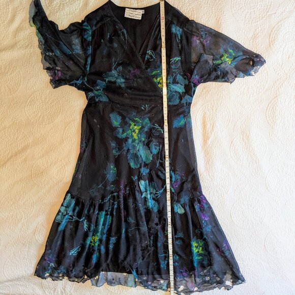 Witchy distressed ghostly ethereal sheer floaty halloween costume wrap dress - Picture 3 of 7